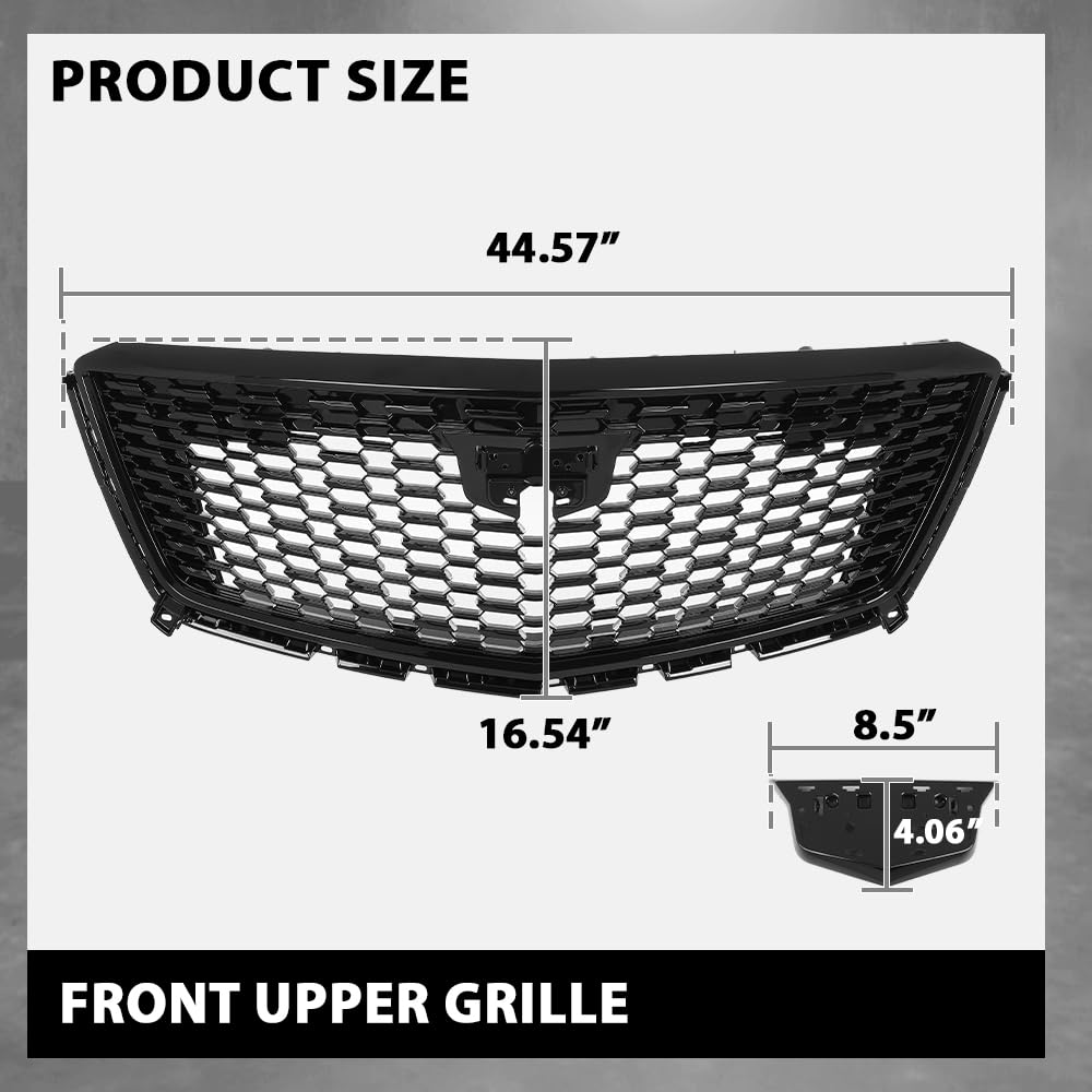 G-PLUS Front Bumper Upper Grille Compatible with Cadillac XT5 2017-2021 Gloss Black