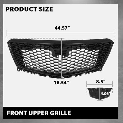 G-PLUS Front Bumper Upper Grille Compatible with Cadillac XT5 2017-2021 Gloss Black