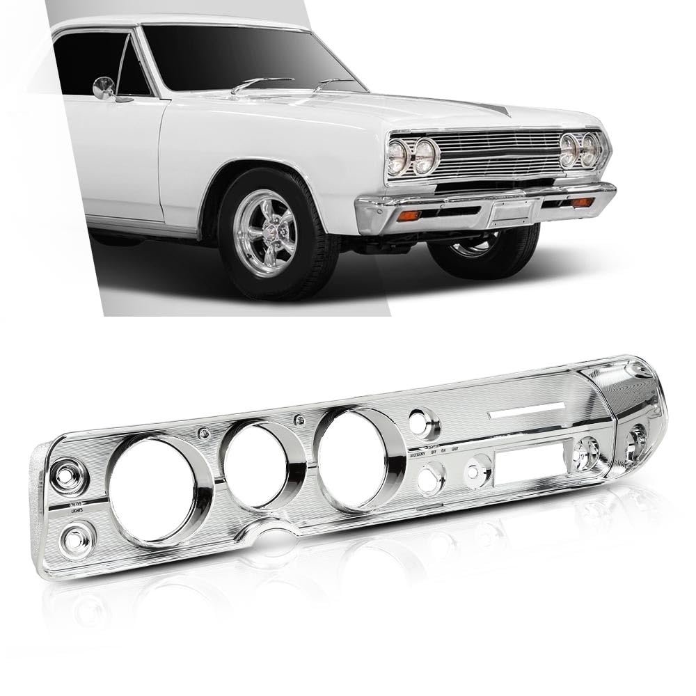 G-PLUS Dash Bezel Compatible with 1965 Chevy Chevelle El Camino without A/C Silver
