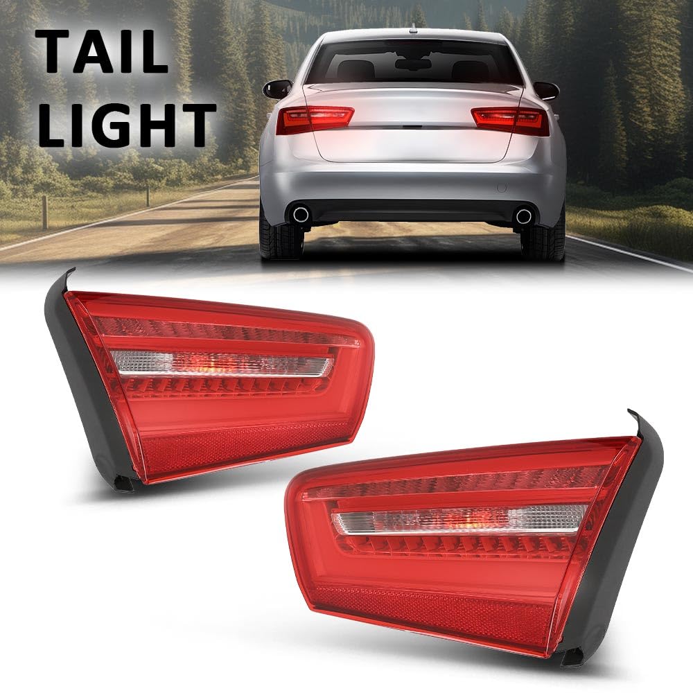 G-PLUS Inner LED Tail Lights Rear Brake Lamp Left+Right Compatible with Audi A6 C7 2012-2015,Only Fit for Saloon/Sedan Models 4GD945093, 4GD945094