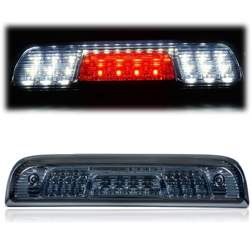 G-PLUS Rear LED Third Brake Light Compatible with Chevy Silverado/GMC Sierra 1500/2500HD/3500 2014 2015 2016 2017 2018,3rd Cargo Led Tail Lamps Smoky Lens Chrome Housing