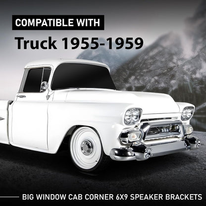 G-PLUS Cab Corner 6x9 Speaker Bracket Compatible with 1955-1959 Chevy GMC Big Window Cab Corner 6x9 Speaker Bracket