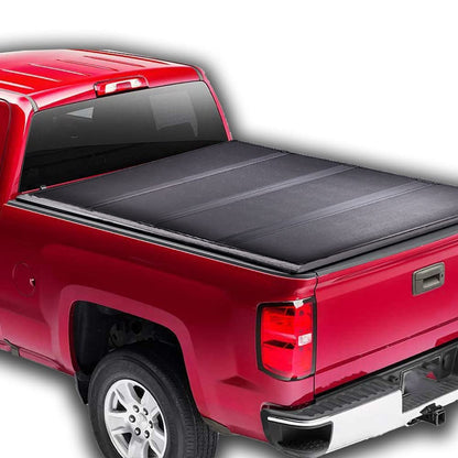 G-PLUS Truck Bed Four-Fold Hard 8Ft Truck Tonneau Cover Compatible with 99-07 Chevy/GMC (07 Classic Body),8'Long Bed Black