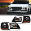 G-PLUS LED DRL Headlights&Corner Parking Lights Fit Ford Expedition 1997-2002/Fit Ford F150 1998-2003/Fit F250 1997-1999 Clear Lens Black Housing Amber ReflectorBumper Headlamps,faros delanteros