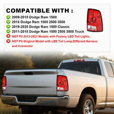 G-PLUS Tail Light for Dodge Ram 1500 2009-2018 Passenger Side Red Lens Front View