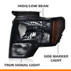 G-PLUS Headlights Assembly, Compatible with 2009 2010 2011 2012 2013 F150(NOT Fit LED Style,Only Fit without LED Style) bumper Headlamp, Smoky lens Chrome Housing Amber Reflector