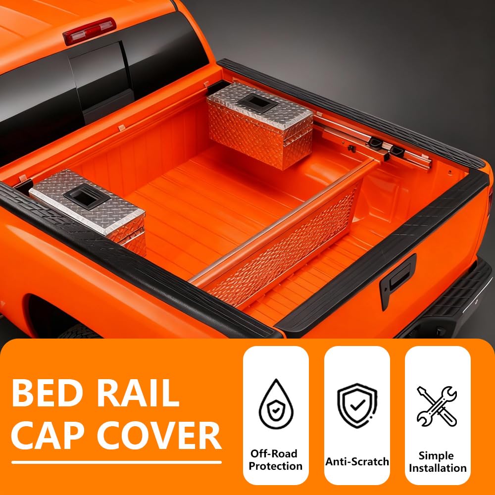 G-PLUS Bed Rail Caps Tailgate Protector Tailgate Cap, Compatible with Chevy Silverado 5´8" 2007 2008 2009 2010 2011 2012 2013 2PCS Black Bed Rail Cover 7241114