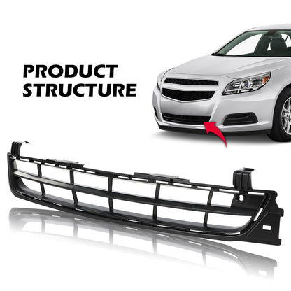 G-PLUS Chrome Front Bumper Upper + Lower Grille Assembly Compatible With 2013 Chevy Malibu LS LT ABS Honeycomb Mesh Grille 20768837, 20768835, 22847848