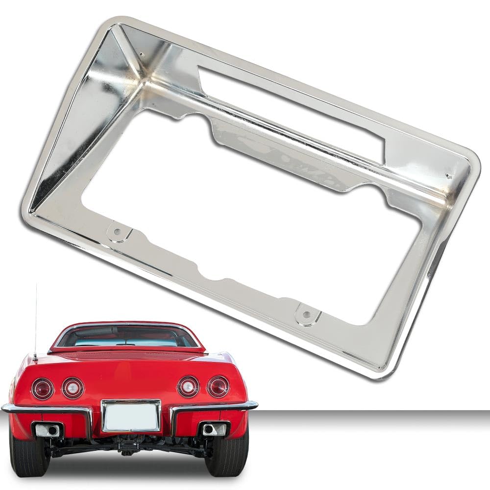 G-PLUS Rear License Plate Bezel Housing Frame Compatible with Chevy Corvette 1968 1969 1970 1971 1972 1973 3919715 Chrome
