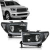 G-PLUS LED DRL Headlights Compatible with Toyota Tundra 2007-2013,Fit2008-2017 Toyota Sequoia Headlamps Assembly Clear Lens Black Housing Clear Reflector Left & Right,faros delanteros