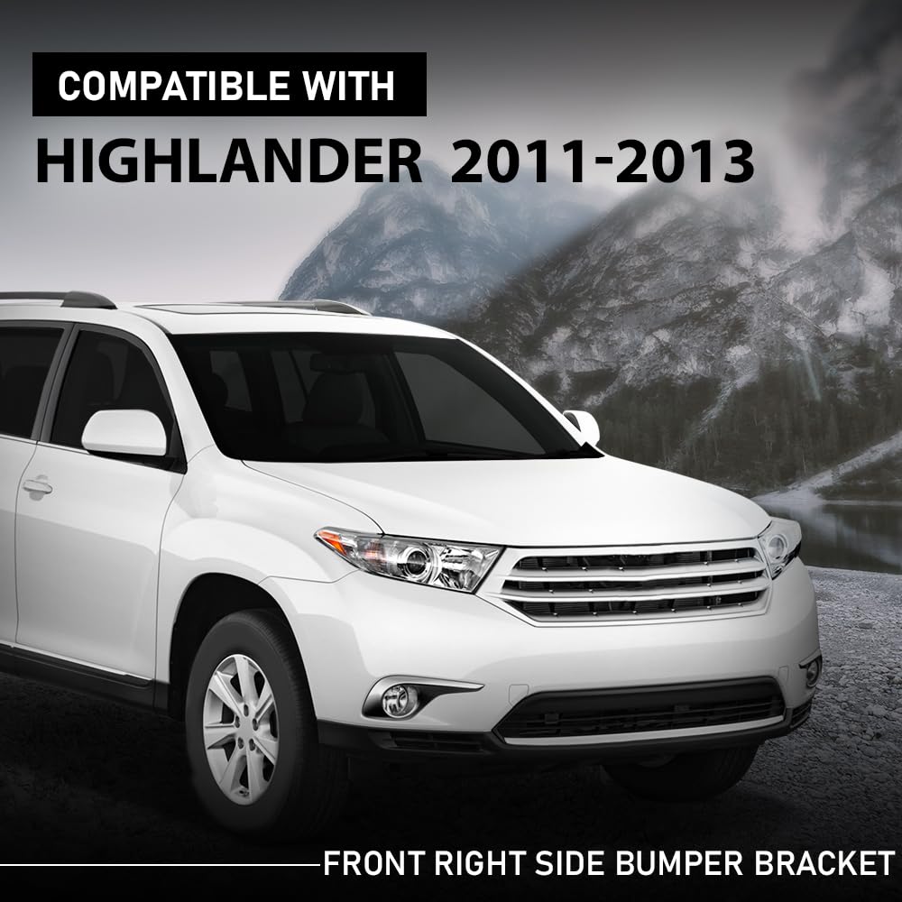 G-PLUS Front Right Bumper Bracket, Compatible with Toyota Highlander Plus 2013/ Highlander (submodel: Base, Hybrid, Hybrid Limited, Limited, SE) 2011-2013, Passenger Side, 521450E040, TO1043120