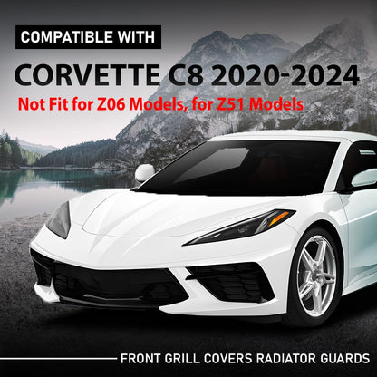 G-PLUS Front Grill Cover Radiator Guard Compatible with Chevy Corvette C8 2020-2024,Not Fit for Z06 Models, for Z51 Models