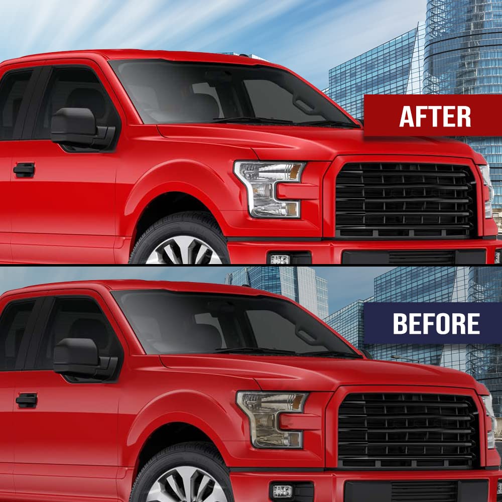G-PLUS Headlights Headlamps Cover Left+Right Clear Compatible with 2015-2017 Ford F150 FO2502335, FO2503335, FO2502344