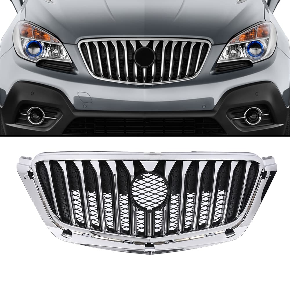 G-PLUS Front Grille Black with Chrome Molding Compatible with 2013 2014 2015 BUICK Encore 16 Encore AWD 95292990, 95384115, 25980527, GM1200690