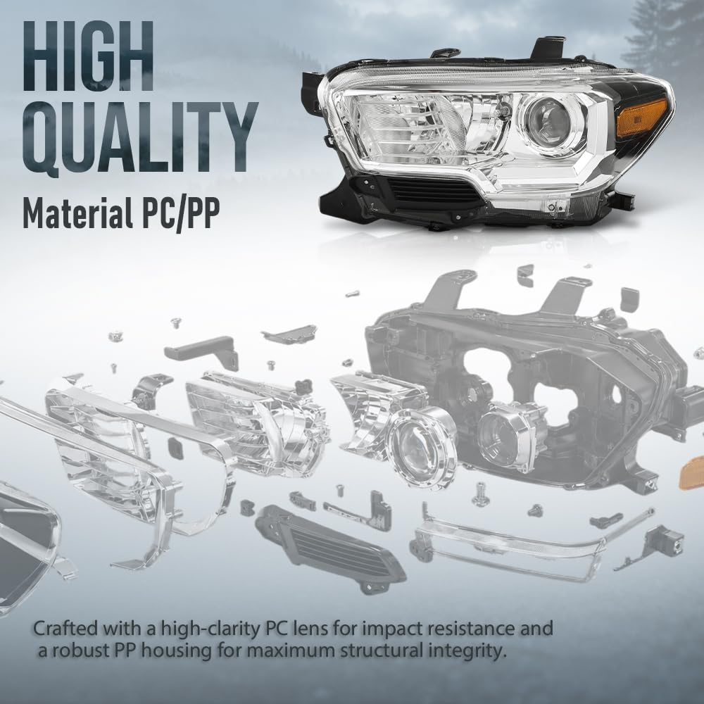 G-PLUS Headlight Assembly Left Side Compatible with Toyota Tacoma SR5 Crew Cab/Extend Cab Pickup 2019-2023 White and Black