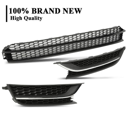 G-PLUS Front Bumper Radiator Lower Grille and Grill Fog Light Cover Compatible with Volkswagen Passat 2012-2015 561853665E 561853666C 561853677