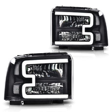 G-PLUS LED Headlights for Ford F250 F350 F450 F550 2005-2007 Clear Black