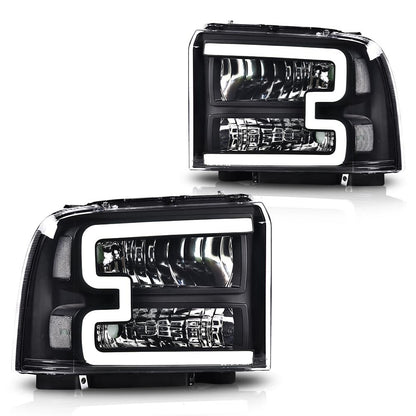 G-PLUS LED Headlights, Compatible with Ford F250 F350 F450 F550 2005 2006 2007 Super Duty Headlamps,Clear Lens Black Housing Clear Reflector Left & Right