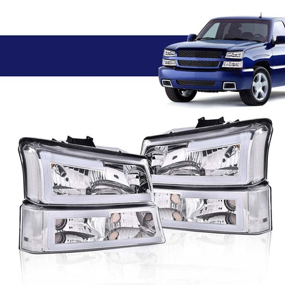 G-PLUS LED Headlights FitChevy Avalanche/Silverado 1500 2500 HD 3500 2003-2006/Fit Silverado 1500 2500 3500 Classic 2007,Headlamps Clear Lens Chrome Housing Clear Reflector,faros delanteros