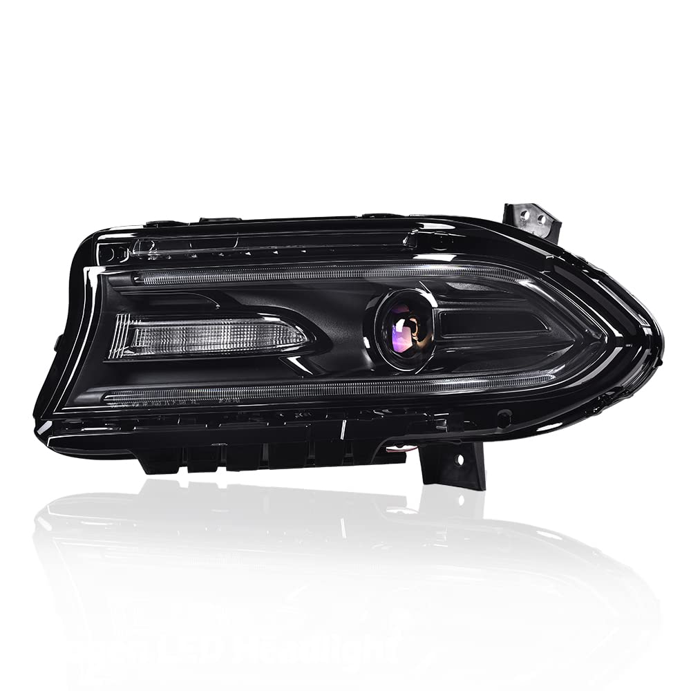 G-PLUS Headlight Fit for Dodge Charger 2015-2021, Left Bumper Headlamps,Clear Lens Black Housing Amber Reflector, CH2503270,faros delanteros
