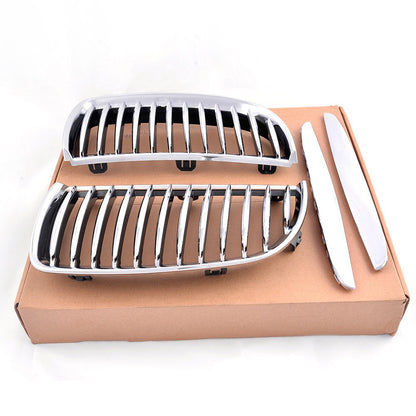 4PCS Silver Front Bumper Kidney Grille Hood Grills Replacement For BMW E90 E91 2005-2008 3-Series 320i 325i 330i 323i 328i Sedan Wagon 2006 2007