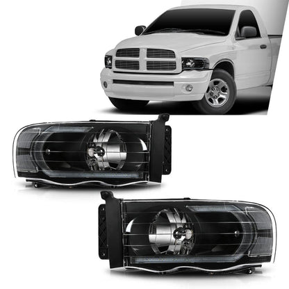 G-PLUS LED Headlights Compatible with Dodge Ram 1500 2002-2005,Fit Dodge Ram 2500 3500 2003-2005 Headlamps Clear Lens Black Housing Clear Reflector Left & Right,faros delanteros Assembly