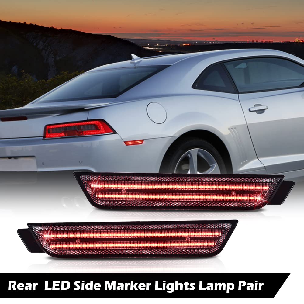 G-PLUS LED Rear Fender Side Marker Light Lamp Pair Smoke Lens Compatible with 2010-2015 Chevy Camaro LS | LT | SS | Z/28 | ZL1 92246253, 92246252