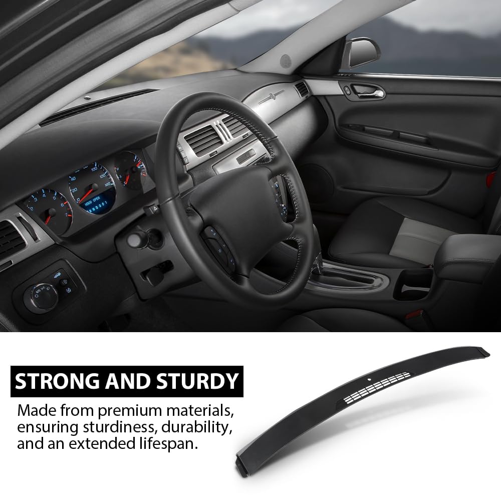G-PLUS Upper Dash Panel Trim w/Sensor Hole Compatible with Chevy Impala 2006-2016 Defrost Vent Panel Bezel 10388101, 25808816 Black