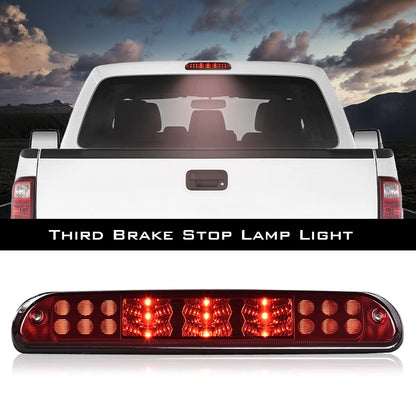 G-PLUS Rear LED Third Brake Light Compatible With Ford F250 F350 F450 F550 Super Duty 1999-2015,(NOT FOR Harley-Davidson Edition), 3rd Stop Lamps,Red Lens Chrome Housing