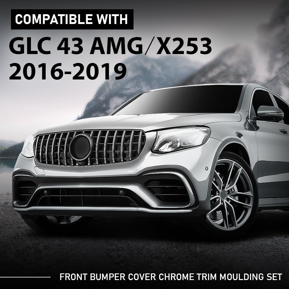 G-PLUS Front Bumper Chrome Tirm Moulding Set 3Pcs Compatible with Benz GLC W253 GLC300 GLC250 GLC43 AMG 2016-2019 2538852700