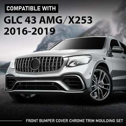 G-PLUS Front Bumper Chrome Tirm Moulding Set 3Pcs Compatible with Benz GLC W253 GLC300 GLC250 GLC43 AMG 2016-2019 2538852700