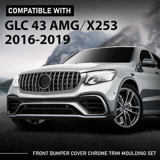 G-PLUS Front Bumper Chrome Tirm Moulding Set 3Pcs Compatible with Benz GLC W253 GLC300 GLC250 GLC43 AMG 2016-2019 2538852700