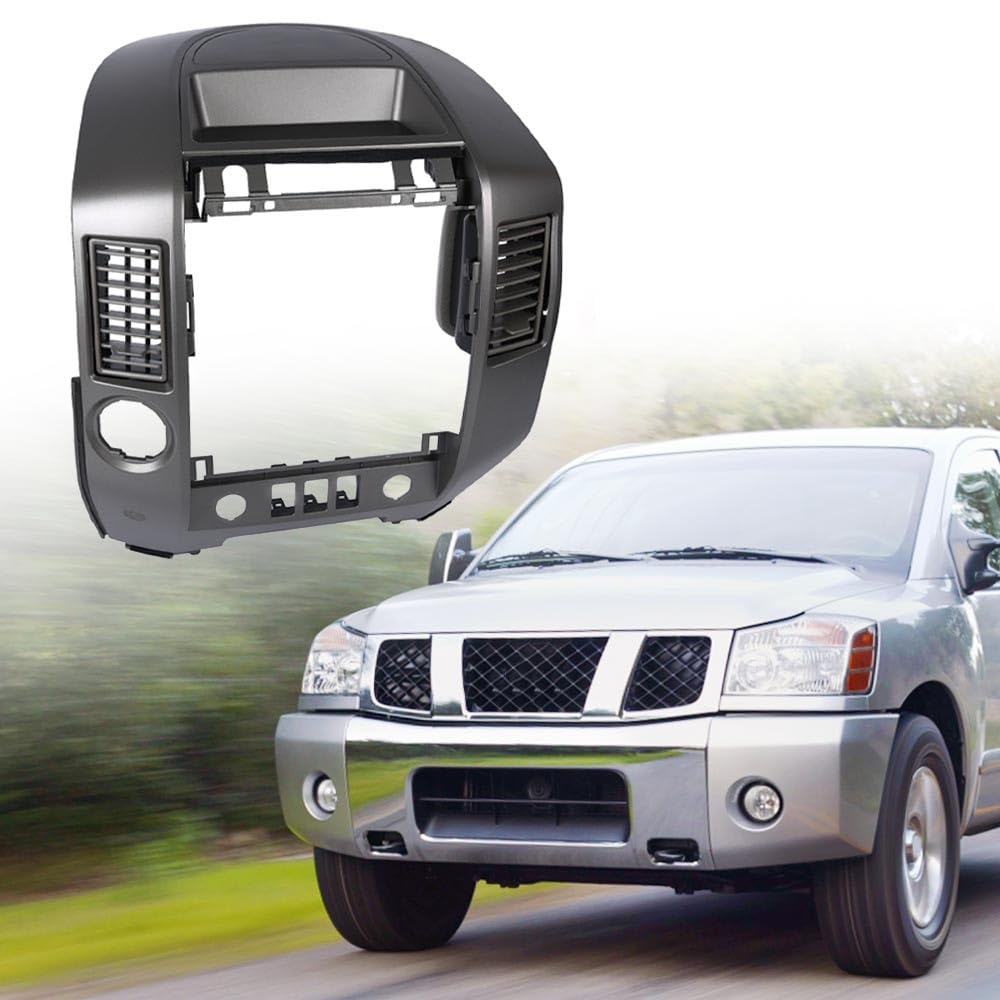 G-PLUS Center Dash Radio Bezel w/o Speaker Bezel Compatible with Nissan Titan 2004 2005 2006, Fit Nissan Armada 2005 2006 682577S000 AC Instrument Panel Lid, Grey