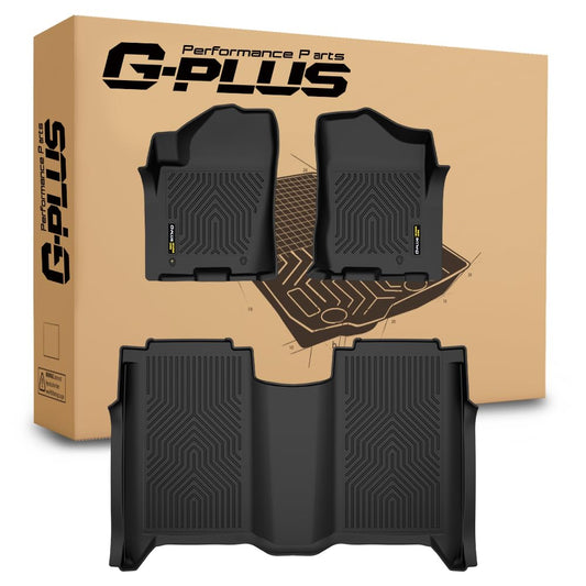 G-PLUS Floor Mats & Cargo Liner Compatible with Nissan Titan Crew Cab 2004 2005 2006 2007 2008 2009 2010 2011 2012 2013 2014 2015 All Weather Protection TPE Floor Liners 1st & 2nd Row Black