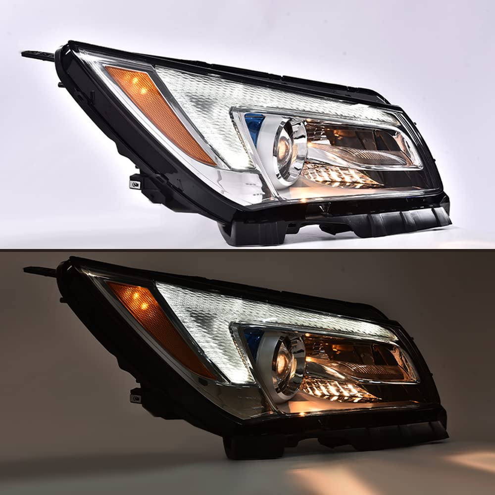 G-PLUS LED One Right Passenger Side Headlight Compatible with Buick LaCrosse 2014 2015 2016 DRL Headlamp w/Bulbs Halogen Clear Lens Chrome Housing Amber Reflector Bumper Headlamps,faros delanteros