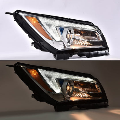 G-PLUS LED One Right Passenger Side Headlight Compatible with Buick LaCrosse 2014 2015 2016 DRL Headlamp w/Bulbs Halogen Clear Lens Chrome Housing Amber Reflector Bumper Headlamps,faros delanteros