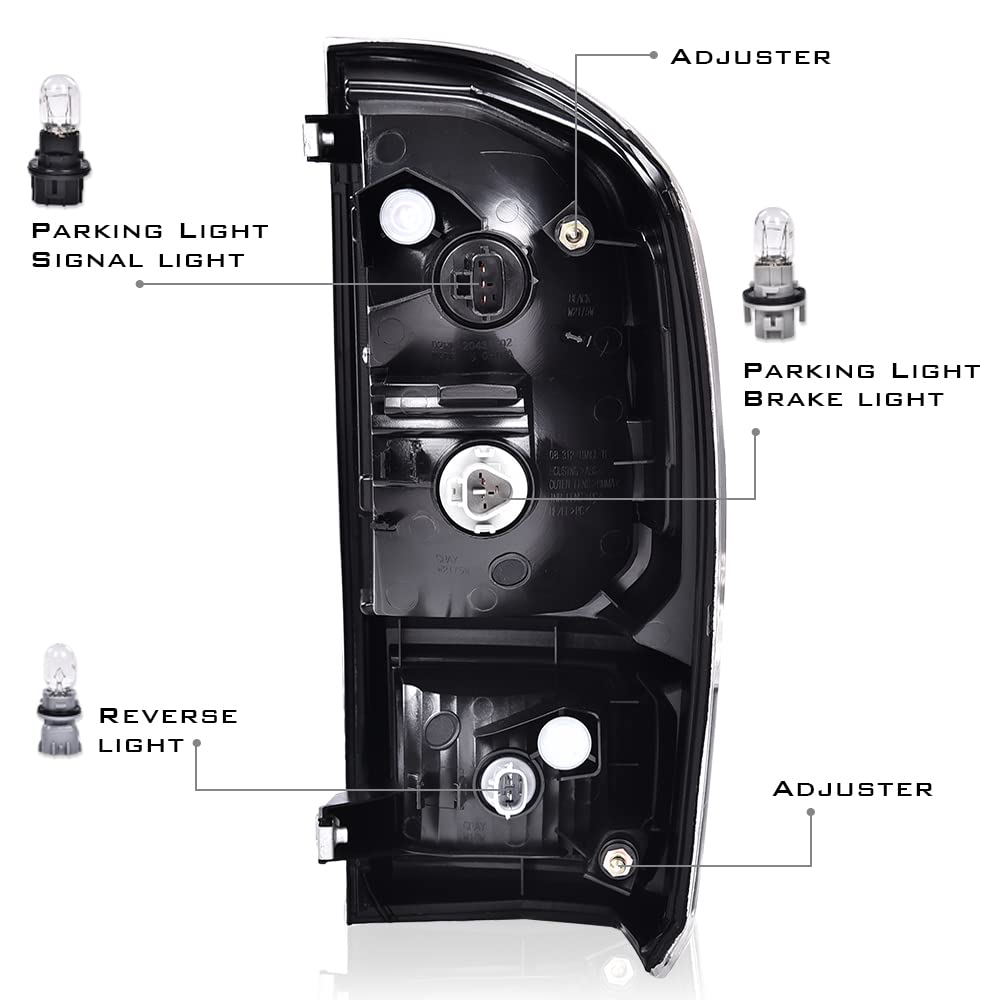 G-PLUS TRD PRO Tail Light Lamp Assembly w/Bulbs Compatible with Toyota Tacoma 2016-2023 - All Models Left Driver Side Clear Lens Black Housing 8156004200 TO2800201 Luces Traseras