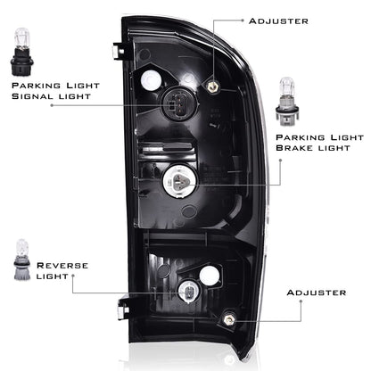 G-PLUS TRD PRO Tail Light Lamp Assembly w/Bulbs Compatible with Toyota Tacoma 2016-2023 - All Models Left Driver Side Clear Lens Black Housing 8156004200 TO2800201 Luces Traseras