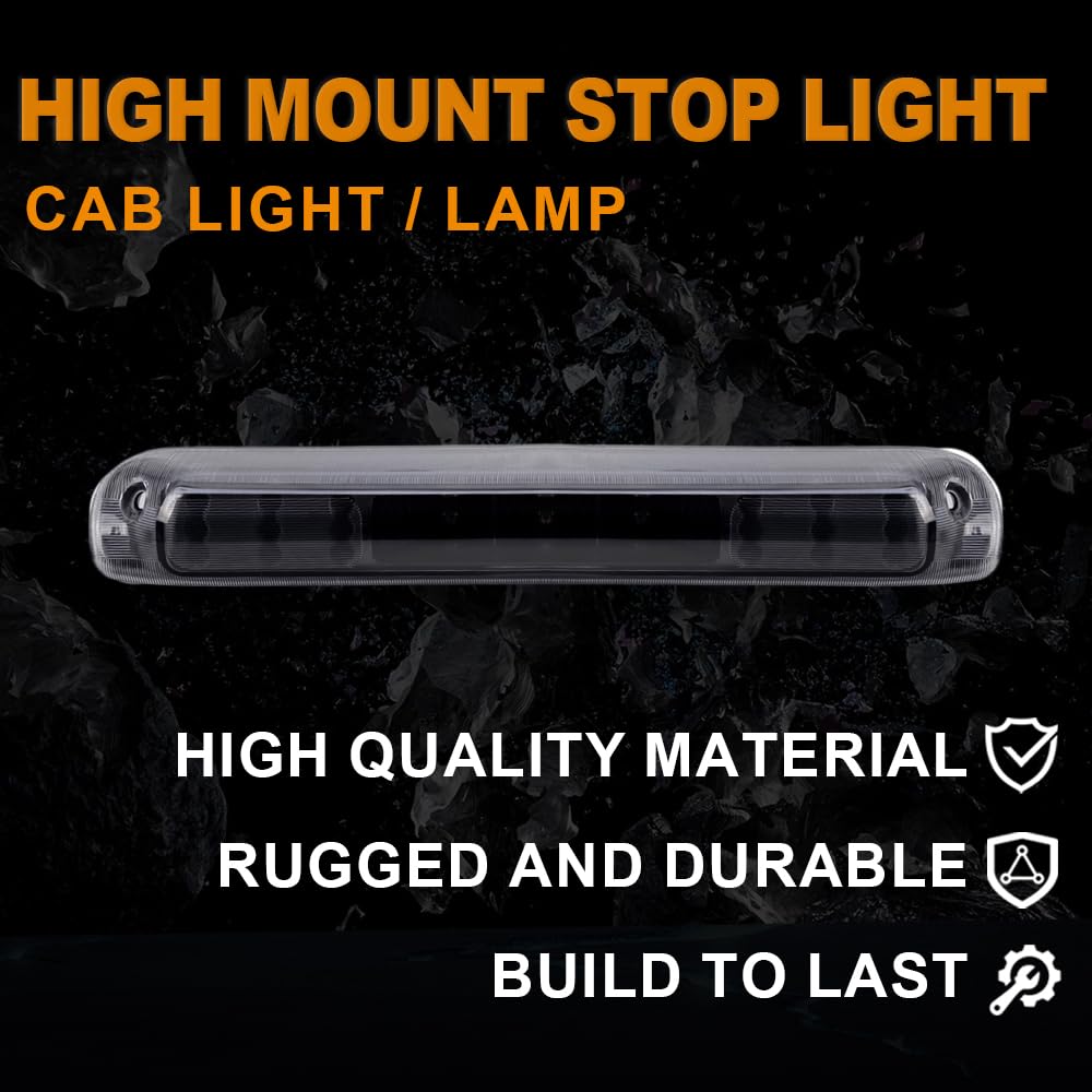 G-PLUS 3RD Third Brake Lights, Compatible with Chevy Silverado/GMC Sierra 1999-2006 3D LED Bar Tail Cargo Lamp 264115BK(Clear Lens Black Housing)