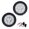 G-PLUS 4 Inch Round 12 LED Reverse Backup Tail Lights 2pcs Clear Lens Truck Trailer Lamp Universal Compatible with Trucks Trailers Tractors Semi-Trailer Dump Truck Bus Boat
