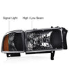 G-PLUS Headlights, Fit 1994-2001 Dodge Ram 1500/1994-2002 Ram 2500 3500,Not fit Ram Sport, Headlamps Clear Lens Black Housing Amber Reflector w/o Bulbs Bumper Headlamps,faros delanteros Assembly