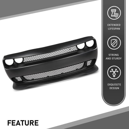 G-PLUS Front Bumper Kit Cover & Grille & Lip & Fog Light Covers Compatible with Dodge Challenger Hellcat Style 2015-2023 Full Bumper Replacement, Not Fit Demon Models