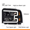 G-PLUS LED Headlights Compatible with Ford F250 F350 F450 F550 Super Duty 2005-2007 DRL BAR Headlamps Clear Lens Black Housing Amber Reflector,faros delanteros