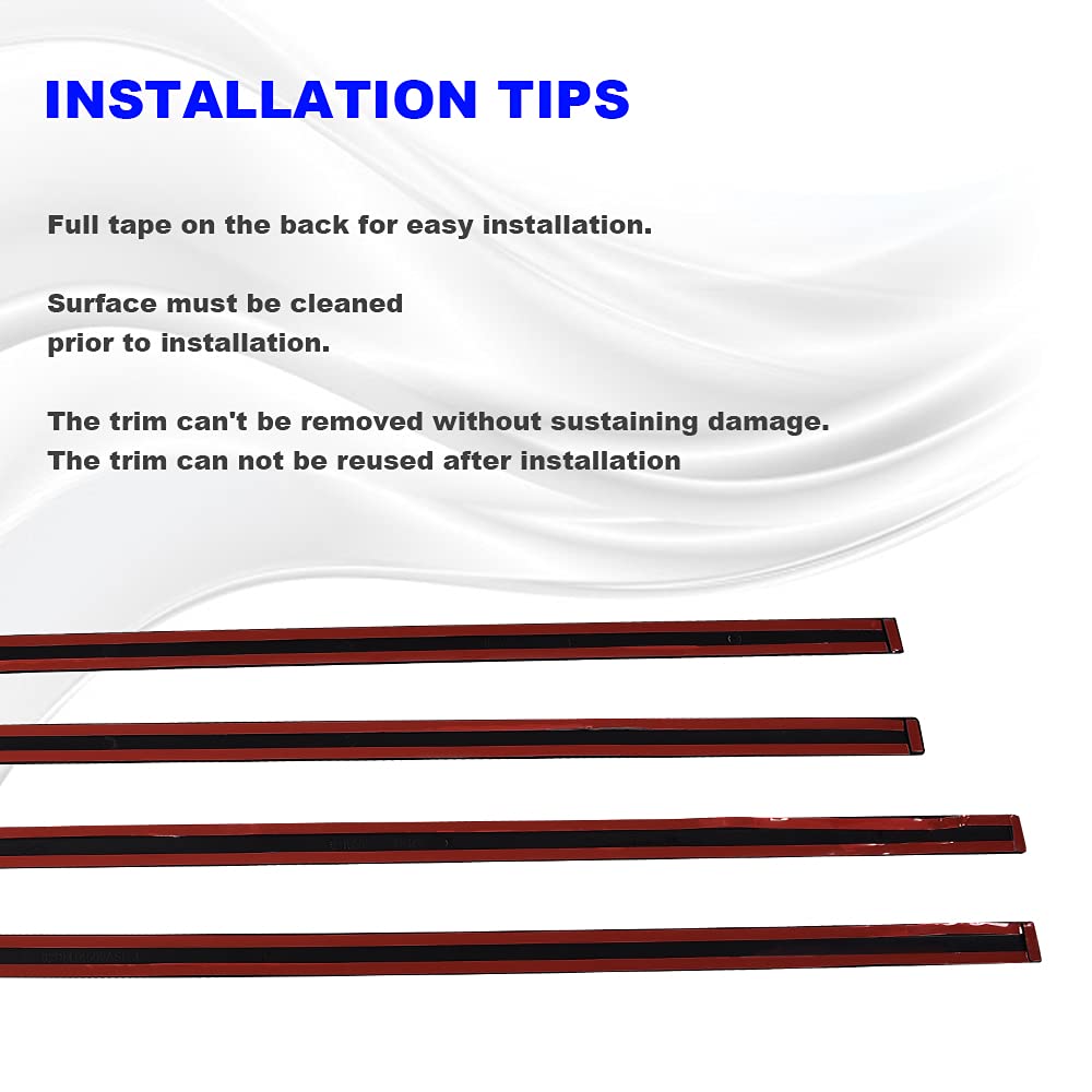 G-PLUS Body Side Molding Trim 1/18" Compatible with 2014-2018 Chevy Silverado/GMC Sierra Crew Cab,4pcs (Black)