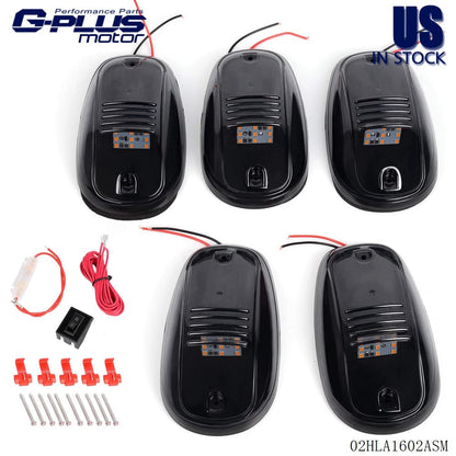 G-PLUS Cab Roof Running Marker Lights Compatible With Most of 4x4 / Off-Road/SUV/Crossover/Jeep/RV/Pickup truck vehicle,LED Roof Smoke Lens Light,5 Piece