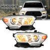 G-PLUS LED Headlights Assembly Compatible with Toyota Tacoma 2016-2022, DRL Headlamps Clear Lens Chrome Housing Amber Reflector Left & Right, faros delanteros TO2502244, TO2503244