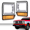 G-PLUS Headlights Bezel w/Corner Parking Light Compatible with Dodge Pickup Truck 1986-1990 Headlamps Head light Doors Headlamps Bezels Pair Set 4249810 CH2513122 4249811 CH2512122,faros delanteros