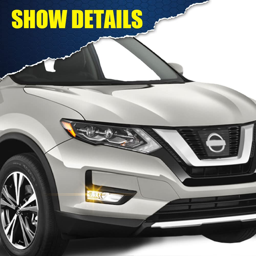 G-PLUS Fog Lights Assembly Replacement for 2017 2018 2019 Nissan Rogue/Kicks/Leaf/Versa Note S SL SR SV 4-Door Sedan OEM Clear Lens LED Fog Lamp,A Pair(Left+Right)
