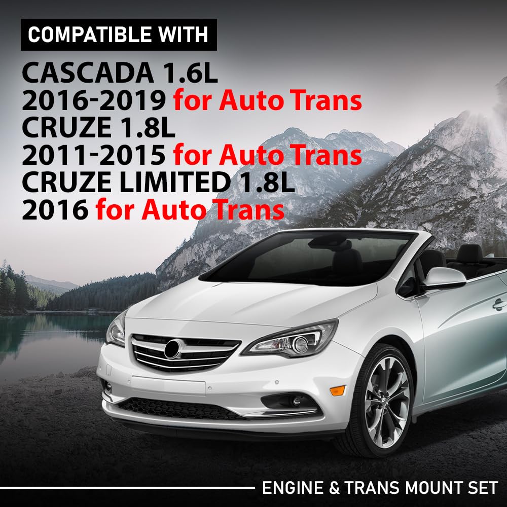 G-PLUS Engine & Trans Mount Set 4Pcs Compatible with Buick Cascada 1.6L 2016-2019 for Auto Trans,Fit Chevy Cruze 1.8L 2011-2015 for Auto Trans 3223, 3265