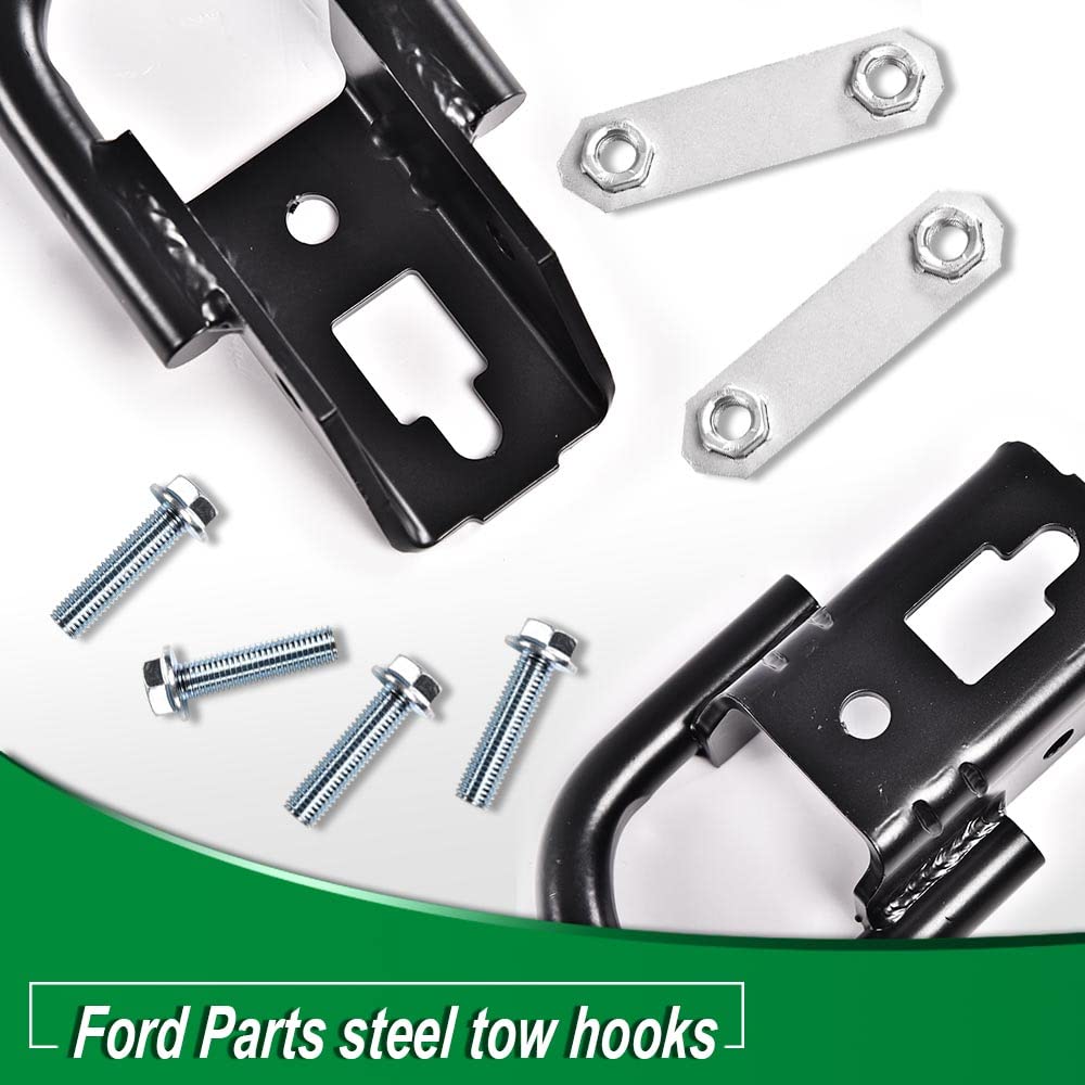 G-PLUS Tow Hook Parts Set Compatible with 2009-2021 F150 with Hardware Front Kit Pair (Black)